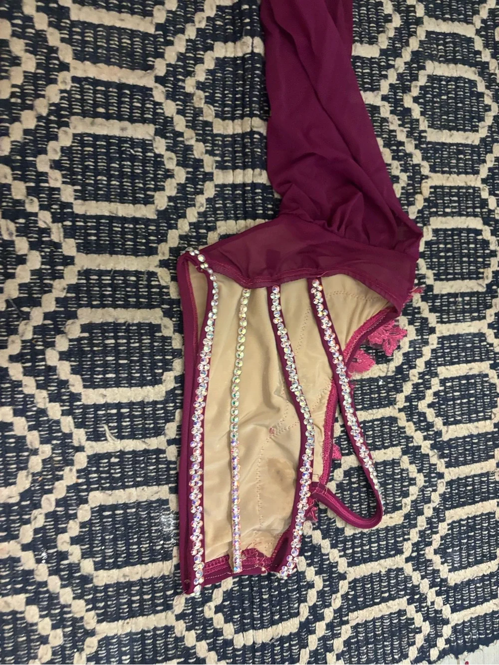Custom two piece lyrical costume in Merlot
